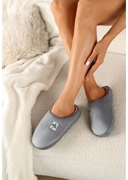 Szare Płaskie Welurowe Kapcie Cleiona okazyjna cena born2be.pl - kod rabatowy