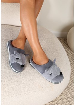 Szare Kapcie z Futerkiem i Imitacją Uszu Bervenka Renee wyprzedaż renee.pl - kod rabatowy