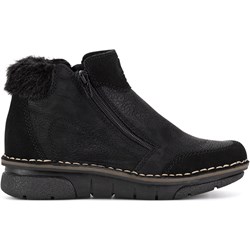 Botki Rieker czarne płaskie na zamek  - zdjęcie produktu