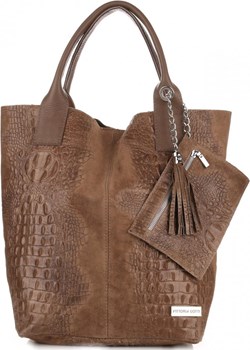 Torebki Skórzane VITTORIA GOTTI Made in Italy Shopper bag Aligator Ziemista Vittoria Gotti promocyjna cena PaniTorbalska - kod rabatowy