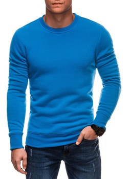 Jednolita męska bluza dresowa round neck BASIC – niebieska V1 EM-SSBN-0100 Edoti Edoti - kod rabatowy