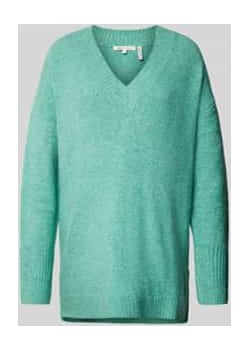 Sweter z dzianiny o luźnym kroju z bawełny z dekoltem w serek Tom Tailor Denim promocja Peek&Cloppenburg  - kod rabatowy