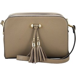 Listonoszka czarna Barberini`s ze skóry zamszowa na ramię z frędzlami  - zdjęcie produktu