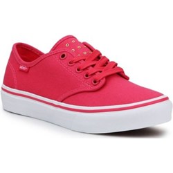 Trampki damskie różowe Vans sportowe płaskie wiązane z niską cholewką ze skóry  - zdjęcie produktu