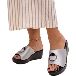 Klapki damskie casualowe na koturnie  - zdjęcie produktu