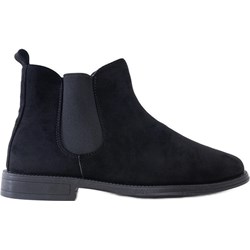 Buty zimowe męskie czarne bez zapięcia eleganckie zamszowe  - zdjęcie produktu