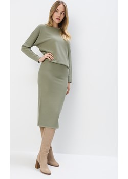 Mohito - Dzianinowa spódnica midi - oliwkowy Mohito Mohito - kod rabatowy