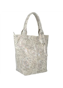 Torba worek skóra naturalna jasny beż wzór kwiaty borse in pelle Borse In Pelle melon.pl - kod rabatowy