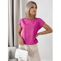 Bluzka damska casualowa z krótkim rękawem z okrągłym dekoltem  - zdjęcie produktu
