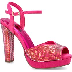 Sandały damskie Menbur z klamrą tkaninowe na lato na platformie różowe eleganckie  - zdjęcie produktu