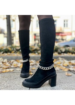 Modne zamszowe kozaki - SCAVIOLA M-69 CZARNE Tymoteo.pl - sklep obuwniczy - kod rabatowy