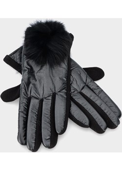 Rękawiczki damskie z futrzanym pomponem - TYMOTEO LOVE R01 CZARNE Tymoteo Love Tymoteo.pl - sklep obuwniczy - kod rabatowy