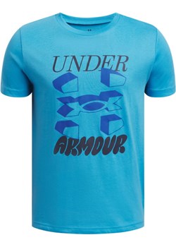 Chłopięcy t-shirt z nadrukiem Under Armour UA B Split Big Logo SS - niebieski Under Armour Sportstylestory.com - kod rabatowy