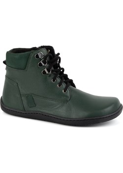 Damskie minimalistyczne buty skórzane zimowe barefoot 1262 zielone Buty Olivier butyolivier - kod rabatowy