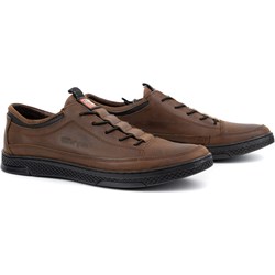Półbuty męskie Polbut sznurowane brązowe ze skóry  - zdjęcie produktu