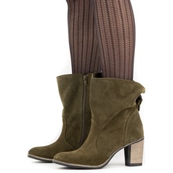 Zielone botki Buty Olivier eleganckie z zamkiem na obcasie  - zdjęcie produktu