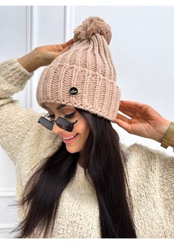 Cappuccino Czapka z Pomponem Modnakiecka.pl ModnaKiecka.pl - kod rabatowy