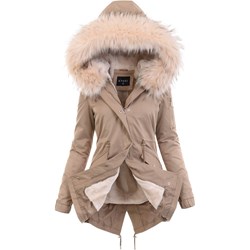 Kurtka damska beżowa casualowa długa  - zdjęcie produktu