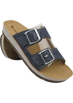 Klapki damskie z klamrami - INBLU PROCIDA, niebieskie - wsuwane Inblu ulubioneobuwie - kod rabatowy
