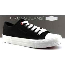Trampki damskie czarne Cross Jeans na płaskiej podeszwie sznurowane  - zdjęcie produktu