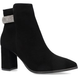 Botki Kotyl czarne zamszowe jesienne na obcasie z zamkiem  - zdjęcie produktu