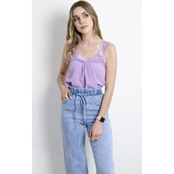 Bluzka damska Olika casual fioletowa z okrągłym dekoltem  - zdjęcie produktu