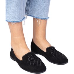 Mokasyny płaskie czarne na wiosnę casual  - zdjęcie produktu