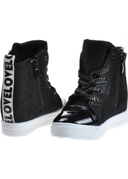 Dziewczęce trampki sneakersy na niskim koturnie CZARNE /C2-2 4291 S174/ okazja pantofelek24.pl - kod rabatowy