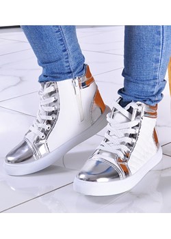Trampki sneakersy dla dziewczynki BIAŁE /C5-3 1383 S382/ okazyjna cena pantofelek24.pl - kod rabatowy