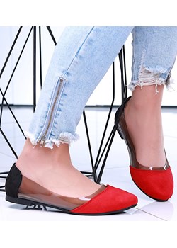 Transparentne czerwone balerinki /D9-2 15853 T190/ Pantofelek24 Pantofelek24.pl - kod rabatowy