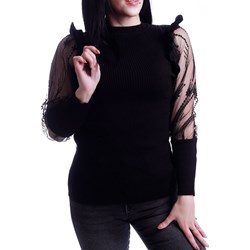 Bluzka damska czarna casual jesienna z długim rękawem  - zdjęcie produktu