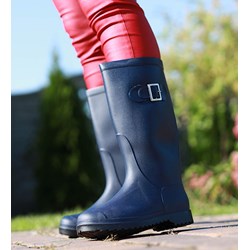 Kalosze damskie Pantofelek24 granatowe płaskie z wysoką cholewką bez zapięcia casualowe  - zdjęcie produktu