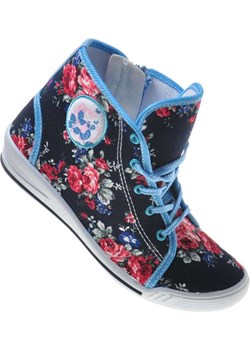 Wysokie dziewczęce trampki w kwiatki niebieskie /D8-2 7545 S089/ Pantofelek24 okazja pantofelek24.pl - kod rabatowy