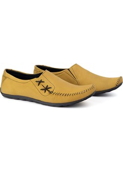 Buty męskie mokasyny skórzane wsuwane 306KZ camel żółte Olivier butyolivier - kod rabatowy