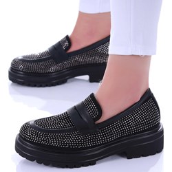 Półbuty damskie czarne bez zapięcia wiosenne  - zdjęcie produktu