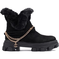 Botki Shelovet czarne jesienne bez zapięcia casual na platformie  - zdjęcie produktu