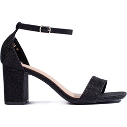 Sandały damskie czarne Shelvt eleganckie z klamrą  - zdjęcie produktu