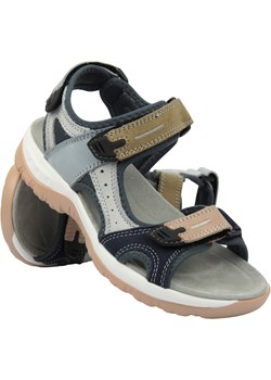 Skórzane sandały damskie na rzepy - Nika komfort H-665, niebieskie Nika Komfort ulubioneobuwie - kod rabatowy