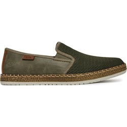 Espadryle męskie Rieker letnie zielone z tkaniny casualowe bez zapięcia  - zdjęcie produktu