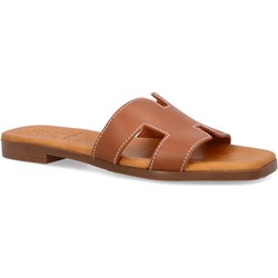 Klapki damskie Oh! My Sandals skórzane bez zapięcia na płaskiej podeszwie  - zdjęcie produktu