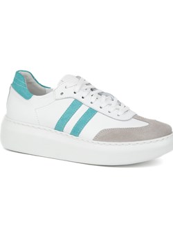 Damskie sneakersy skórzane na platformie Olivier N1068S5 białe Olivier ButyModne.pl - kod rabatowy