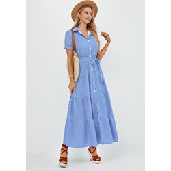 Sukienka Jacinshop koszulowa maxi casual z krótkimi rękawami  - zdjęcie produktu