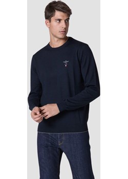 AERONAUTICA MILITARE Granatowy sweter męski Merino, Rozmiar XL Aeronautica Militare okazja outfit.pl - kod rabatowy