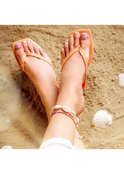 WJS Wjs Białe Japonki Damskie Z Kontrastową Podeszwą Wjs Wojas okazja - kod rabatowy