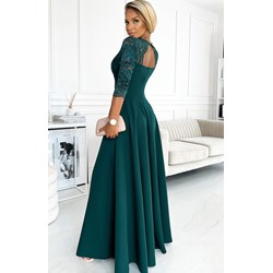 Sukienka zielona Numoco maxi w serek  - zdjęcie produktu