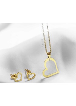 Komplet damski złoty serduszka stal chirurgiczna prezent dla córki Otien otien.com - kod rabatowy