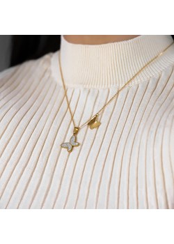 Naszyjnik złoty z motylkami cyrkonie stal chirurgiczna Otien otien.com - kod rabatowy