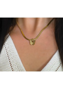 Naszyjnik złoty łańcuszek żmijka zawieszka motylek stal chirurgiczna Otien otien.com - kod rabatowy