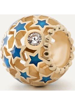 Ażurowa kulka typu beads z niebieskimi gwiazdkami, srebro 925 w złotym pokryciu Giorre GIORRE - kod rabatowy