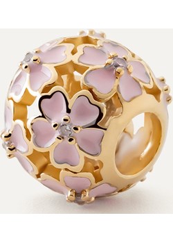 Ażurowa kulka typu beads z różowymi kwiatami, srebro 925 w złotym pokryciu Giorre GIORRE - kod rabatowy